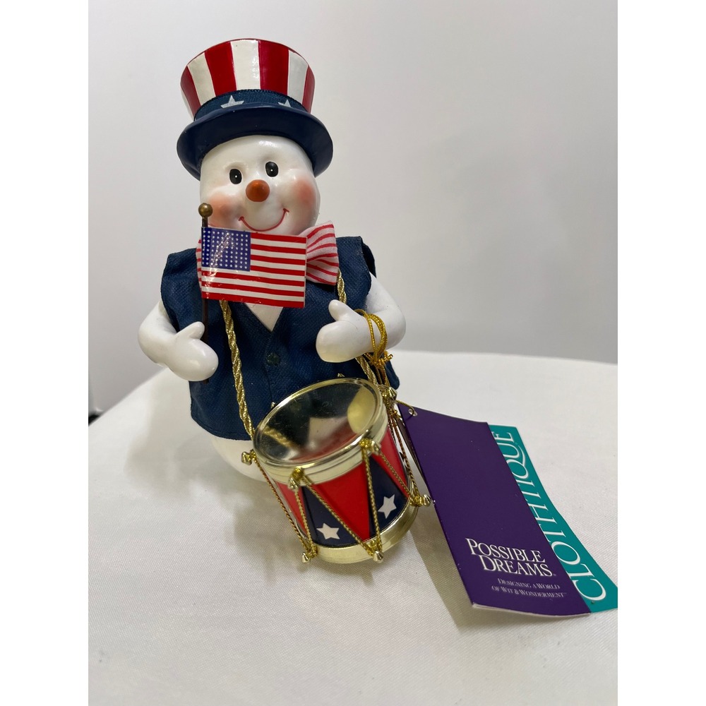 Clothtique Possible Dreams 2000 Koko Snowflake Patriotic Snowman #22904